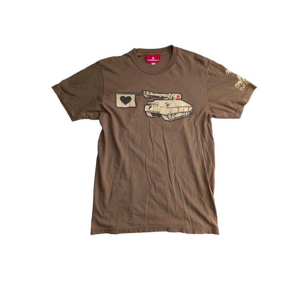 Ropeadope Tank Graphic T-Shirt Brown Men’s Medium 100% Cotton Peace Anti-War